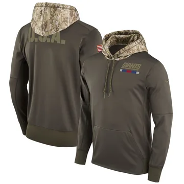 men's new york giants nike olive salute to service sideline therma performance pullover hoodie